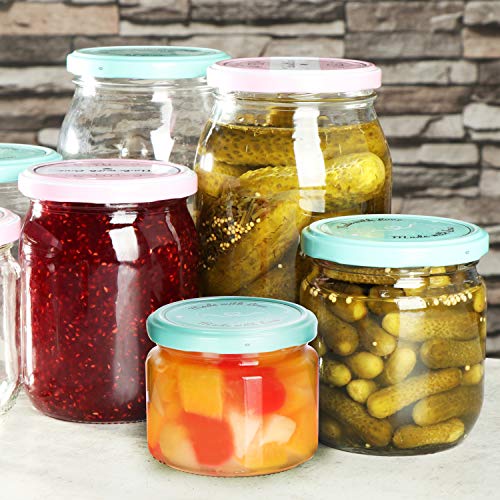 com-four® 6x Tarros de Cristal para Conservas con Tapa de Rosca"Made with love" - TO Ø 82 mm - 260 ml