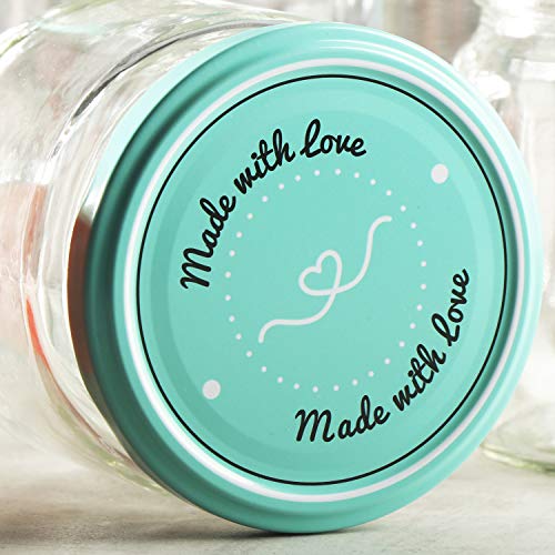 com-four® 6x Tarros de Cristal para Conservas con Tapa de Rosca"Made with love" - TO Ø 82 mm - 260 ml