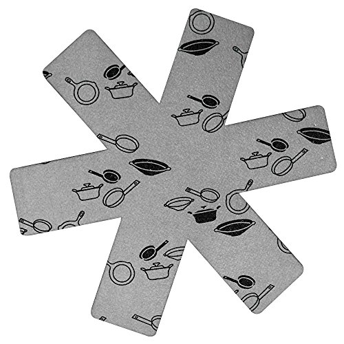 com-four® 9x pan protector hecho de fieltro, protección contra rayones para sartenes, con motivos decorativos, en negro, rojo y gris (09 piezas - gris/rojo/negro)