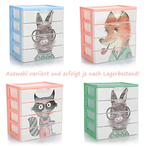 com-four® Caja de cajones 2X, Caja de plástico para Guardar Juguetes para niños, artesanías, bolígrafos: práctica Caja de clasificación [la selección varía] (02x Cajas 4 Compartimentos 18x13x20)