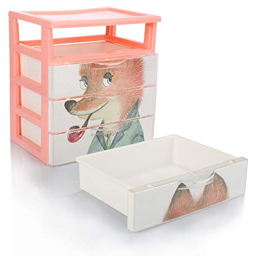 com-four® Caja de cajones 2X, Caja de plástico para Guardar Juguetes para niños, artesanías, bolígrafos: práctica Caja de clasificación [la selección varía] (02x Cajas 4 Compartimentos 18x13x20)