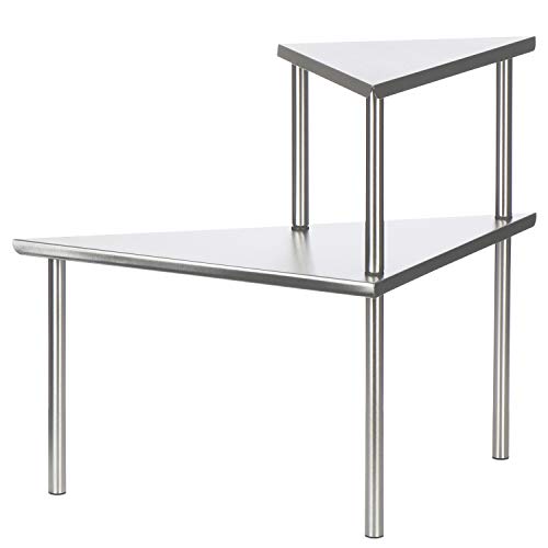 com-four® estante de esquina de cocina de acero inoxidable - Estante de especias de 2 etapas con pies antideslizantes - Estante universal con 2 estantes (01 pieza - 49.5x35x38cm)