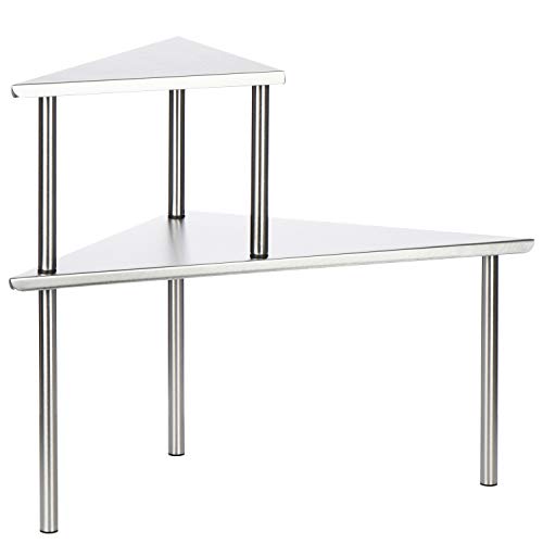 com-four® estante de esquina de cocina de acero inoxidable - Estante de especias de 2 etapas con pies antideslizantes - Estante universal con 2 estantes (01 pieza - 49.5x35x38cm)