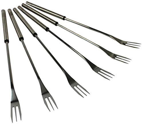 COM-FOUR® horquillas para fondue 6x de acero inoxidable - cubiertos para fondue - brochetas para fondue con mango de acero inoxidable (06 piezas - mango de acero inoxidable)