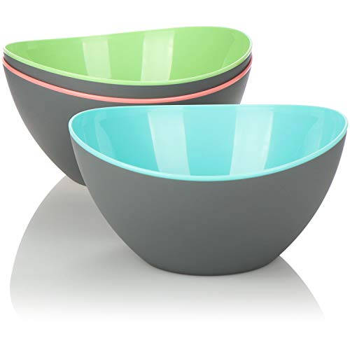 COM-FOUR®, juego de 3 piezas de ensaladeras, tazones decorativos grandes para ensaladas, frutas, bocadillos y mucho más, tazones aptos para el lavavajillas