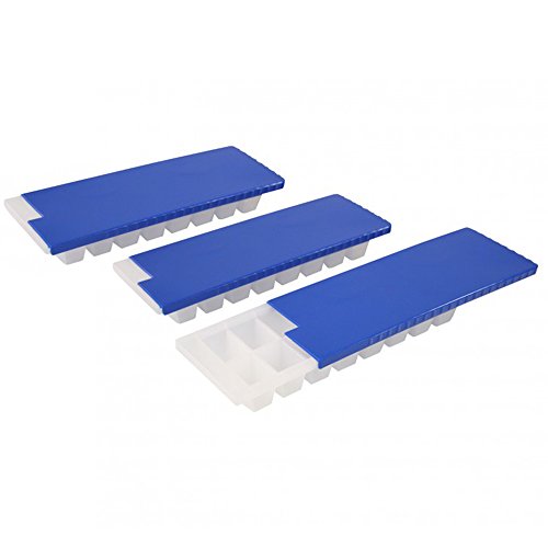 COM-FOUR® molde de cubitos de hielo 3x para un total de 32 cubitos de hielo - recipiente para cubitos de hielo con tapa - seguro y sin fugas (3 piezas)
