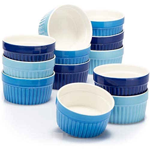 COM-FOUR® Moldes para soufflé 12x - cuencos pequeños de cerámica creme brulee - moldes a prueba de horno - cuencos para postres y moldes para pastelería, por ejemplo, aleta ragú