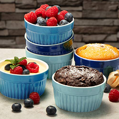 COM-FOUR® Moldes para soufflé 12x - cuencos pequeños de cerámica creme brulee - moldes a prueba de horno - cuencos para postres y moldes para pastelería, por ejemplo, aleta ragú