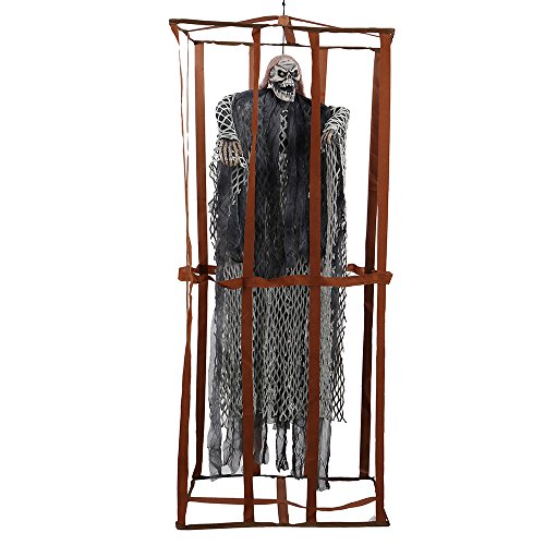 Comficent Esqueleto Preso de Halloween de Valla prisión Adornos Prisioneros Colgante Fantasmas Horror Props 90CM Decoracion para Fiesta (Gris)