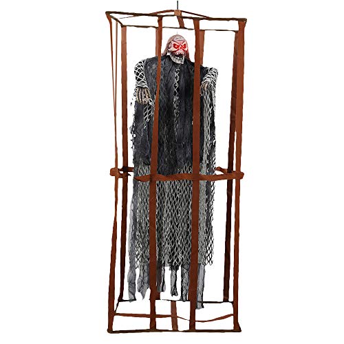 Comficent Esqueleto Preso de Halloween de Valla prisión Adornos Prisioneros Colgante Fantasmas Horror Props 90CM Decoracion para Fiesta (Gris)