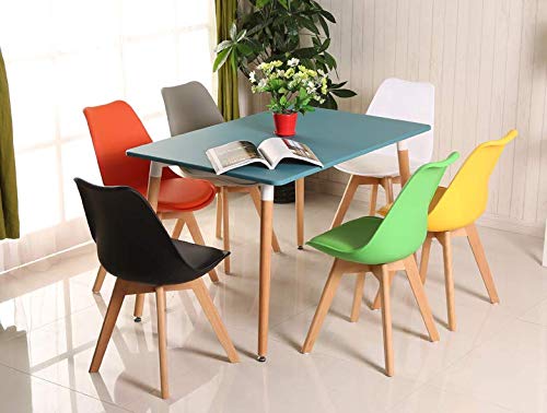 Comfortableplus Pack de 4 sillas de Comedor/Oficina con Madera de Haya Piernas para Comedor/Sala de Estar/Café/Restaurante, Blanco