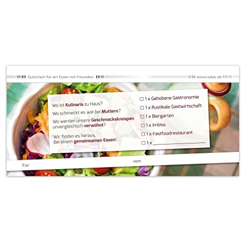 Comida y Bebida con Amigos – El libro de cupones con 10 vales para Común Tiempo con Amigos y amigas en una buena comida y bebida. con 10 Un hermoso regalo vales, de forma individual.