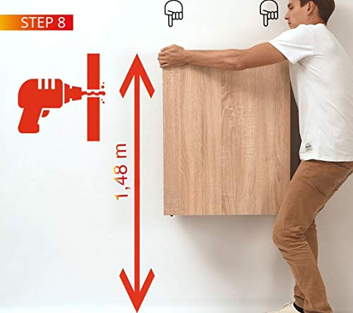 COMIFORT Escritorio Colgante - Mesa de Pared Plegable con Librería de Estructura Firme, Moderna y Minimalista con Baldas Espaciosas y de Gran Capacidad, Color Blanco