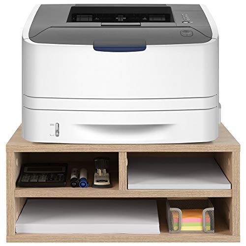 COMIFORT Soporte para Impresora- Funcional Elevador para Fax con Estantes de Gran Capacidad, Muy Resistente, de Estilo Moderno y Minimalista, Color Roble
