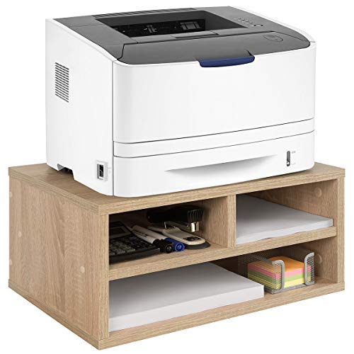 COMIFORT Soporte para Impresora- Funcional Elevador para Fax con Estantes de Gran Capacidad, Muy Resistente, de Estilo Moderno y Minimalista, Color Roble