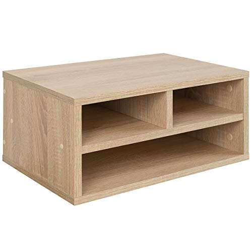 COMIFORT Soporte para Impresora- Funcional Elevador para Fax con Estantes de Gran Capacidad, Muy Resistente, de Estilo Moderno y Minimalista, Color Roble