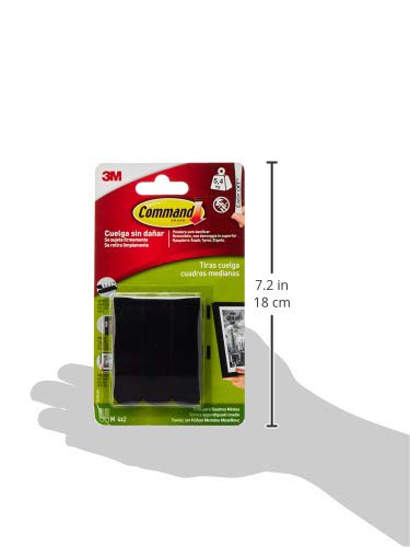 Command 17201BLK Pack de 4 Tiras para Cuadros Medianas Color Negro, Set de 4 Piezas