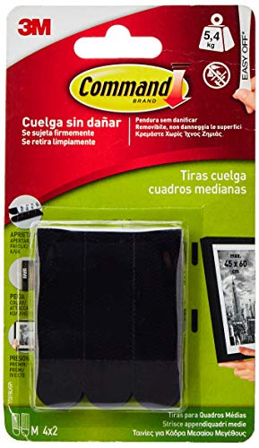 Command 17201BLK Pack de 4 Tiras para Cuadros Medianas Color Negro, Set de 4 Piezas