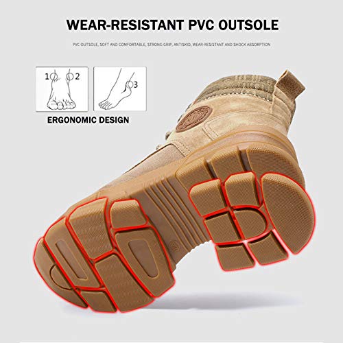 Cómodo Zapatillas de Trabajo de Seguridad, Punta Acero Zapatos de Trabajo Hombre Anti-rotura Y Anti-pinchazos, Calzado Seguridad para Industria,Amarillo,UK5.5