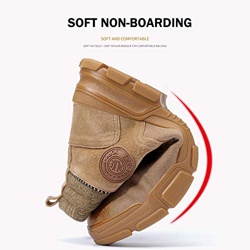 Cómodo Zapatillas de Trabajo de Seguridad, Punta Acero Zapatos de Trabajo Hombre Anti-rotura Y Anti-pinchazos, Calzado Seguridad para Industria,Amarillo,UK5.5