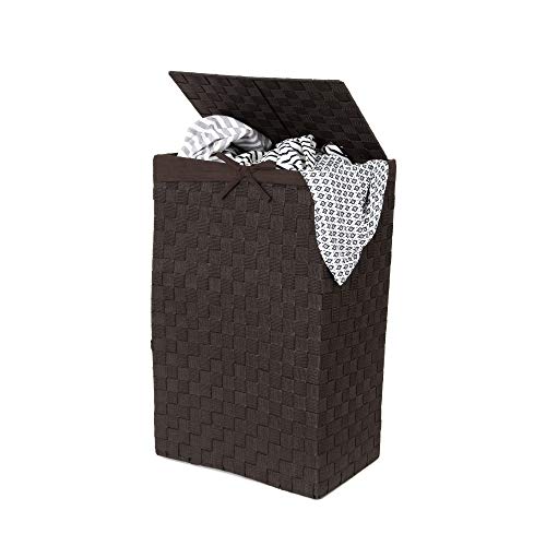 Compactor Incrustaciones de 38 cm cinturón Tex rayón Cesta para la Ropa Sucia con Tapa y Lino en el Interior, Chocolate, Belt, Marrón, No No applicable