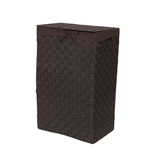 Compactor Incrustaciones de 38 cm cinturón Tex rayón Cesta para la Ropa Sucia con Tapa y Lino en el Interior, Chocolate, Belt, Marrón, No No applicable