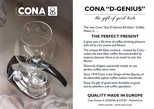 CONA 'Size D-Genius All-Glass' cafetera de vacío.