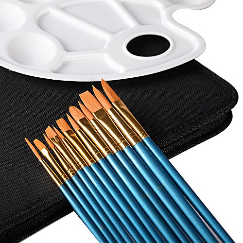 CONDA Artista conjunto de pintura con estuche paleta y 12 pinceles para acuarela pintura acrílica u oleo