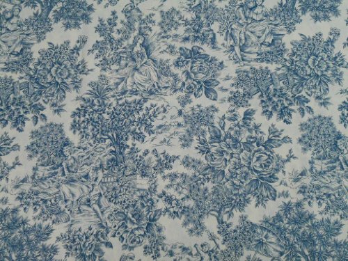 Confección Saymi Mantel Antimanchas Ref. Toile de Jouy, Romántica Azul Tejido Acabado en Teflon®, Medida 138x200