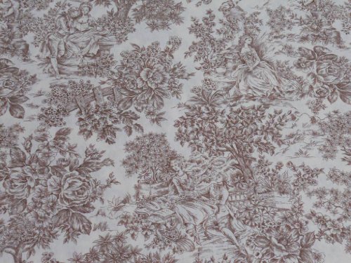 Confección Saymi Mantel Antimanchas Ref. Toile de Jouy, Romántica Marrón Tejido Acabado en Teflon®, Medida 138x138