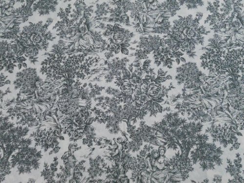 Confección Saymi Mantel Antimanchas Ref. Toile de Jouy, Romántica Negro Tejido Acabado en Teflon®, Medida 138x250