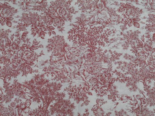 Confección Saymi Mantel Antimanchas Ref. Toile de Jouy, Romántica Rojo Tejido Acabado en Teflon®, Medida 138x300