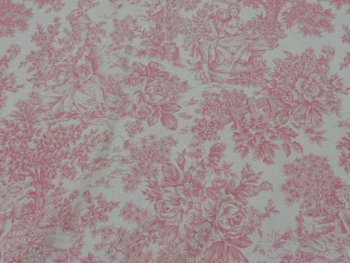 Confección Saymi Mantel Antimanchas Ref. Toile de Jouy, Romántica Rosa Tejido Acabado en Teflon®, Medida 138x250