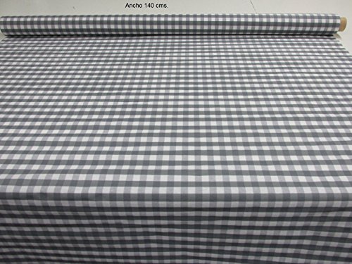 Confección Saymi Mantel Antimanchas Ref. Vichy Cuadro Medio, Tejido Acabado en Teflon®, Medida 138x248 y Color Gris.