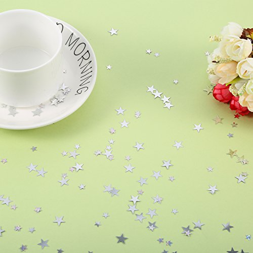 Confeti de Estrella Plateado Confeti de Mesa de Estrella Brillante para Decoración de Fiesta de Boda Cumpleaños, 60 Gramos/ 2,1 Onzas
