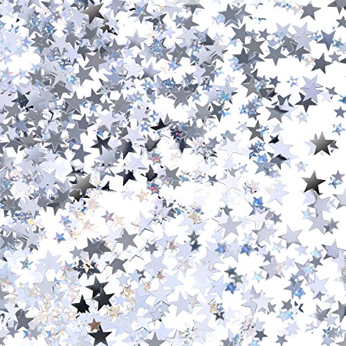 Confeti de Estrella Plateado Confeti de Mesa de Estrella Brillante para Decoración de Fiesta de Boda Cumpleaños, 60 Gramos/ 2,1 Onzas