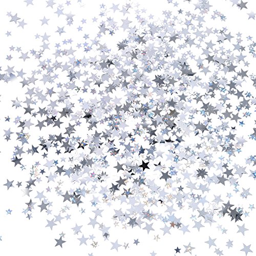 Confeti de Estrella Plateado Confeti de Mesa de Estrella Brillante para Decoración de Fiesta de Boda Cumpleaños, 60 Gramos/ 2,1 Onzas