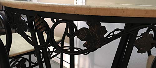 Conjunto Bar 1. Conjunto de Mesa Alta con Top de mármol Beige y 4 sillas a Juego. Decoración de forja. Muy Decorativo. para Interiores o terrazas.