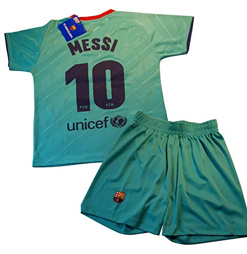 Conjunto Camiseta y pantalón 3ª equipación FC. Barcelona 2019-20 - Replica Oficial con Licencia - Dorsal 10 Messi - Niño Talla 8