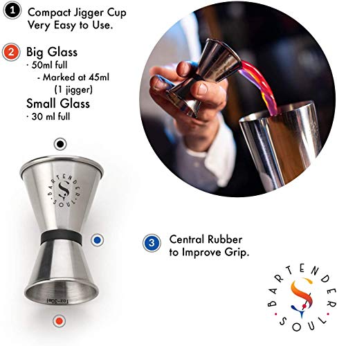 Conjunto de Coctelera Profesional - 750 ml - 0,8mm - Con Jigger, Versátil Posavasos de Silicona y Guía de Recetas – Juego de acero inoxidable de calidad garantizada para servicios intensos