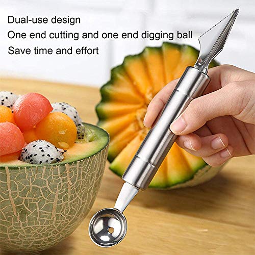Conjunto De Formas De Cortador De Frutas Gatito De Helado De Acero Inoxidable Cuchara De Melón De Fruta