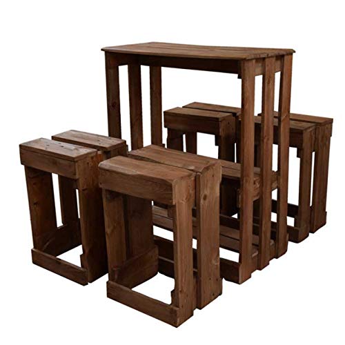 Conjunto de Mesa y Taburetes hecho a mano con madera de Palets para Bares & Terrazas & Patio & Exterior & Interior