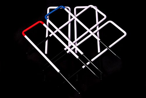 Conjunto para croquet (6 jugadores, con 2 tamaños de mazos 2 x 34" y 4 x 38", 6 bolas compuestas, 6 argollas de acero, martillo, pinzas, banderas y estaca de centro, en bolsa de nylon de transporte)