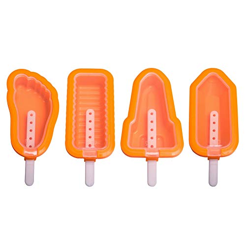 Conquror - 4 moldes de silicona para hacer helados de hielo/polos con zumo congelado naranja