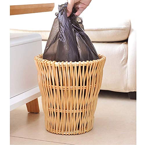 Contenedor de basura de mimbre tejido a mano Contenedor de basura Contenedor de basura 12l Sin tapa Cesto de papel de desperdicio redondo Contenedor de   ropa sucia   Bocadillos Tan claro 27x25cm