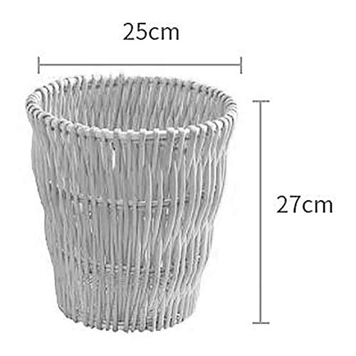 Contenedor de basura de mimbre tejido a mano Contenedor de basura Contenedor de basura 12l Sin tapa Cesto de papel de desperdicio redondo Contenedor de   ropa sucia   Bocadillos Tan claro 27x25cm