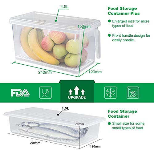 Contenedores organizadores de refrigerador de Produce Saver – 5 L x 3 SILIVO FreshWorks apilables con bandeja de drenaje extraíble para producción, frutas, verduras, carne y pescado