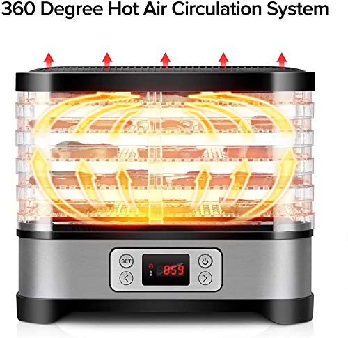 COOCHEER Deshidratador de Alimentos 400W,Desecadora de Fruta con 8 Bandejas Ajustables, Temperatura Regulable 35 °C-70 °C y Temporizador 0-72h,para Verduras Carne Flores,sin BPA