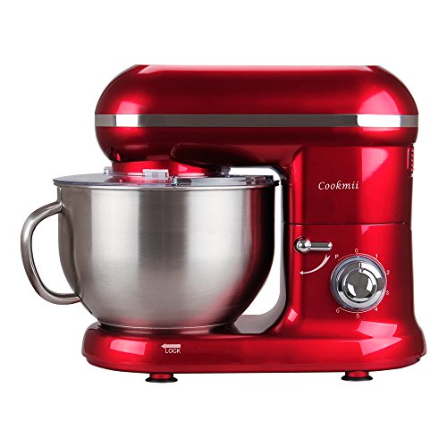 Cookmii Batidora Amasadora Repostería, Amasadoras de pan Práctica, Robot de cocina Multifuncional, Amasadoras de pan Profesional Estable Rápido, 6 Velocidades 5.5L Solid Max 1090W