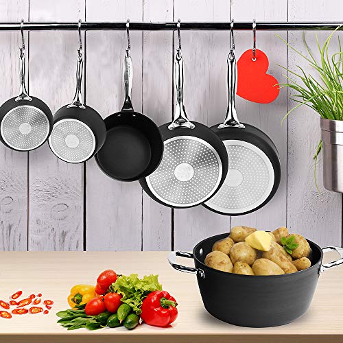 COOKSMARK Kingbox Batería de Cocina 10 piezas Juego de Ollas y Sartenes Antiadherentes de Aluminio Juego de Cacerolas con Tapas de Cristal Apta para el lavavajillas Gris